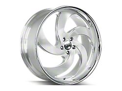 Strada Retro 5 Brushed Face Silver Milled with Stainless Steel Lip 6-Lug Wheel; 22x10; 24mm Offset (16-24 Titan XD)