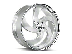 Strada Retro 5 Brushed Face Silver Milled with Stainless Steel Lip 6-Lug Wheel; 22x10; 24mm Offset (22-25 Tundra)