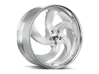 Strada Retro 5 Brushed Face Silver Milled with Stainless Steel Lip 6-Lug Wheel; 22x10; 24mm Offset (22-25 Tundra)
