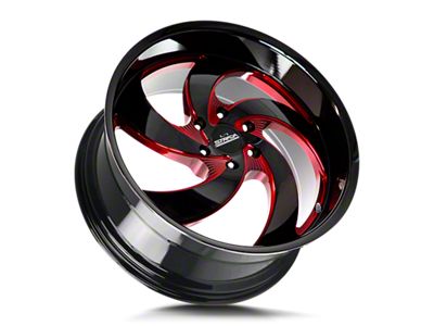 Strada Retro 5 Gloss Black Candy Red Milled 6-Lug Wheel; 22x10; 24mm Offset (22-25 Tundra)