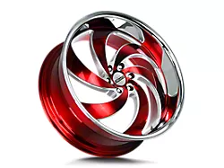Strada Retro 6 Candy Red Milled with Stainless Steel Lip 6-Lug Wheel; 24x10; 24mm Offset (22-25 Tundra)