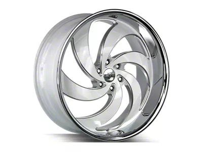 Strada Retro 6 Gloss White Milled with Stainless Steel Lip 6-Lug Wheel; 24x10; 24mm Offset (22-25 Tundra)