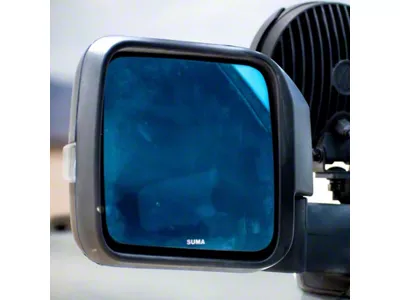 Suma Performance Wide Angle Side Mirror Glass with Blind Spot Monitoring, Defroster and Turn Signal; Blue Anti-Glare (18-25 Jeep Wrangler JL)