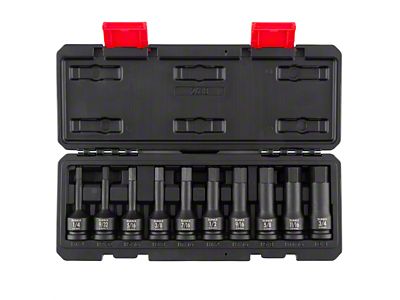 Sunex 1/2-Inch Drive SAE 4-Inch Long Hex Impact Bit Socket Set; 10-Piece