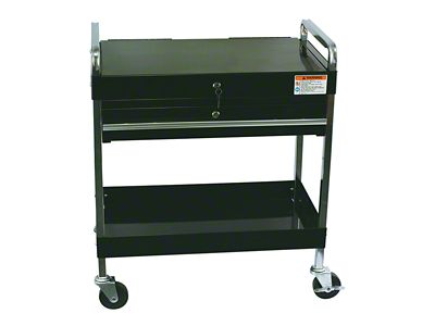 Sunex Service Cart with Locking Top and Drawer; Black