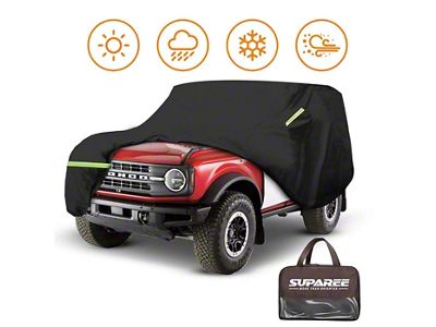 Suparee Waterproof Polyester Car Cover; Black (21-25 Bronco 2-Door)
