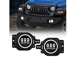 Suparee 4-Inch LED Fog Lights with White Halo DRL (20-25 Jeep Gladiator JT Rubicon w/ Factory Steel Bumper)