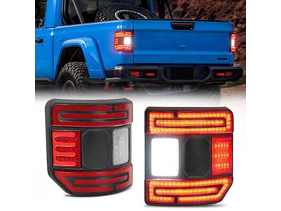 Suparee Flush Mount LED Tail Lights; Black Housing; Red Lens (20-25 Jeep Gladiator JT w/ Factory Halogen Tail Lights)