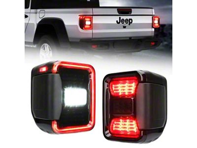 Suparee LED Tail Lights; Black Housing; Smoked Lens (20-25 Jeep Gladiator JT w/ Factory Halogen Tail Lights)