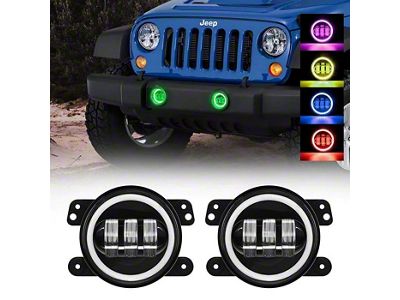 Suparee 4-Inch LED Fog Lights with RGB Halo (07-18 Jeep Wrangler JK)