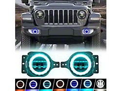 Suparee 4-Inch LED Fog Lights with RGB Halo (18-25 Jeep Wrangler JL)