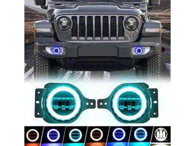 Suparee 4-Inch LED Fog Lights with RGB Halo (18-25 Jeep Wrangler JL)