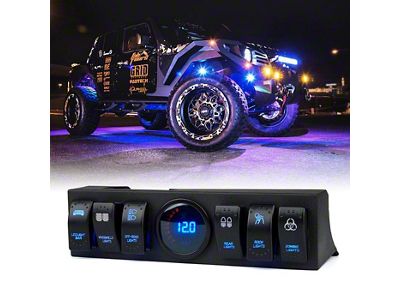 Suparee 6-Rocker Switch Panel with Battery Voltage Gauge (09-18 Jeep Wrangler JK)