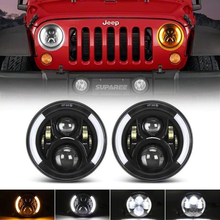 Ecklers 7-Inch LED Headlight with HDR Red Halo and Original