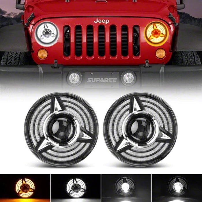 Ecklers 7-Inch LED Headlight with HDR Red Halo and Original