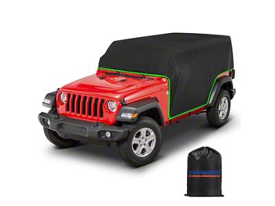 Suparee All-Weather Cab Cover for Removed Tops; Black/Green (07-25 Jeep Wrangler JK & JL 4-Door)