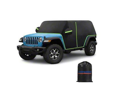 Suparee All-Weather Cab Cover with Mirror Pockets; Black/Green (07-25 Jeep Wrangler JK & JL 4-Door)