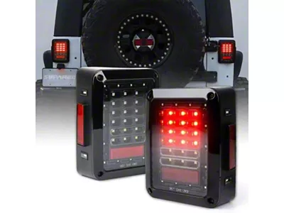 Suparee LED Tail Lights; Black Housing; Clear Lens (07-18 Jeep Wrangler JK)