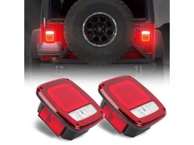 Suparee LED Tail Lights; Black Housing; Red/Clear Lens (76-06 Jeep CJ7, Wrangler YJ & TJ)