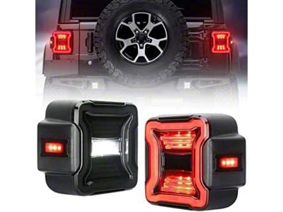 Suparee LED Tail Lights; Black Housing; Smoked Lens (18-25 Jeep Wrangler JL w/ Factory Halogen Tail Lights)