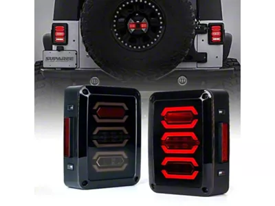 Suparee LED Tail Lights; Black Housing; Smoked Lens (07-18 Jeep Wrangler JK)