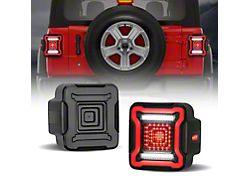 Suparee LED Tail Lights with Dynamic Animation; Black Housing; Smoked Lens (18-25 Jeep Wrangler JL w/ Factory Halogen Tail Lights)