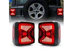 Suparee Linear Series LED Tail Lights; Black Housing; Clear Lens (18-25 Jeep Wrangler JL w/ Factory Halogen Tail Lights)