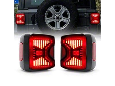 Suparee Linear Series LED Tail Lights; Black Housing; Clear Lens (18-25 Jeep Wrangler JL w/ Factory Halogen Tail Lights)