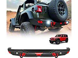 Suparee Rear Bumper with LED Lights; Textured Black (18-25 Jeep Wrangler JL)