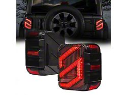 Suparee S-Shaped LED Tail Lights; Black Housing; Smoked Lens (18-25 Jeep Wrangler JL w/ Factory Halogen Tail Lights)