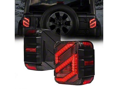 Suparee S-Shaped LED Tail Lights; Black Housing; Smoked Lens (18-25 Jeep Wrangler JL w/ Factory Halogen Tail Lights)