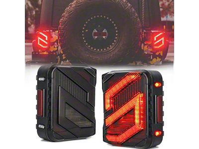 Suparee S-Shaped LED Tail Lights; Black Housing; Smoked Lens (07-18 Jeep Wrangler JK)