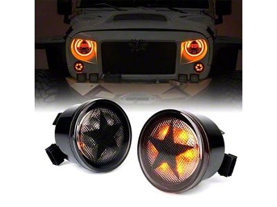 Suparee Star LED Turn Signal Lights; Smoked (07-18 Jeep Wrangler JK)