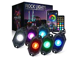 Suparee Trophy Series RGBW Rock Light Kit with Bluetooth App and Remote Control; Set of 6 (Universal; Some Adaptation May Be Required)
