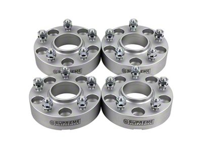 Supreme Suspensions 1.25-Inch PRO Billet 5 x 114.3mm to 5 x 127mm Wheel Adapters; Silver; Set of Four (84-01 Jeep Cherokee XJ)