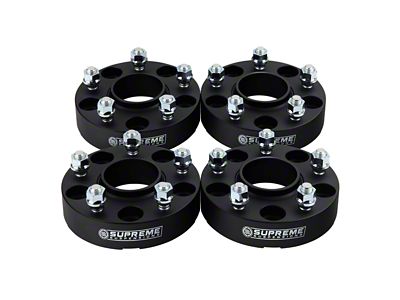 Supreme Suspensions 2-Inch PRO Billet 5 x 114.3mm to 5 x 127mm Wheel Adapters; Black; Set of Four (84-01 Jeep Cherokee XJ)