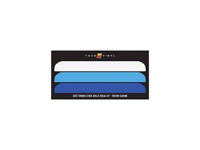Taco Vinyl Grille Decal Kit; Blue Scheme (22-25 Tundra w/ TRD Grille)