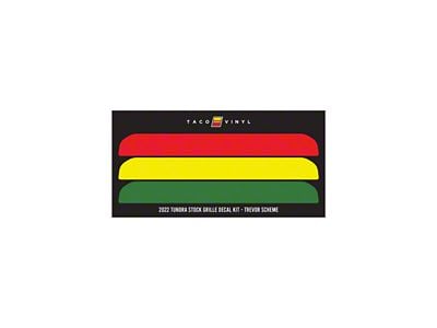 Taco Vinyl Grille Decal Kit; Rasta Scheme (22-25 Tundra w/ TRD Grille)