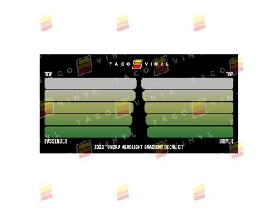 Taco Vinyl Headlight Gradient Decal Kit; Green Scheme (22-25 Tundra)