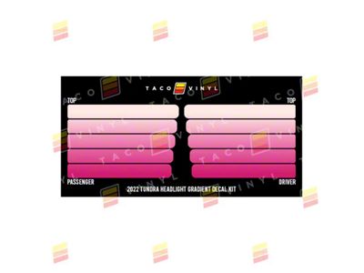 Taco Vinyl Headlight Gradient Decal Kit; Pink Scheme (22-25 Tundra)
