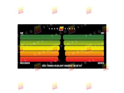 Taco Vinyl Headlight Gradient Decal Kit; Rasta Scheme (22-25 Tundra)