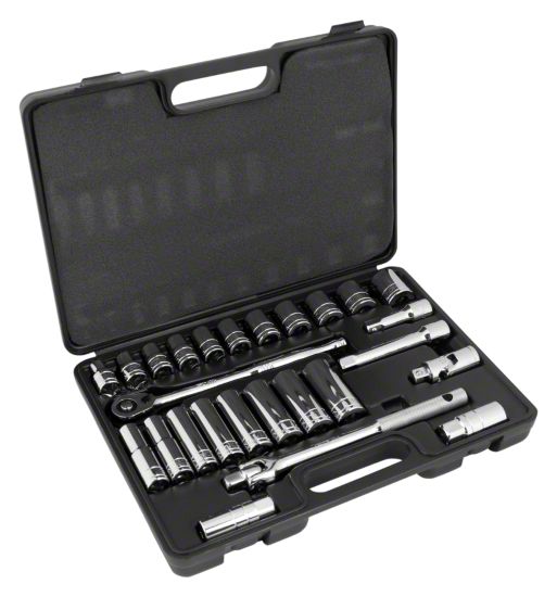 Craftsman 1/2 In. Drive Metric And SAE 6 Point Socket And Ratchet Set 22 Pc Mfr# CMMT12030 - Ace Hardware