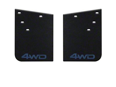 11-Inch x 15-Inch Mud Flaps with Cavalry Blue 4WD Logo; Rear (16-23 Tacoma w/ OE Fender Flares)