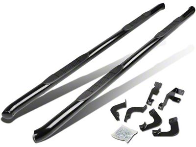 3-Inch Round Nerf Side Step Bars; Black (05-23 Tacoma Double Cab)