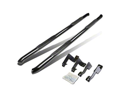 3-Inch Round Side Step Bars; Black (05-23 Tacoma Access Cab)
