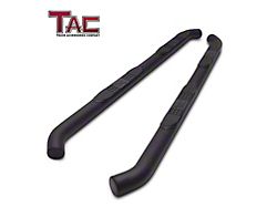 3-Inch Round Side Step Bars; Textured Black (05-23 Tacoma Double Cab)