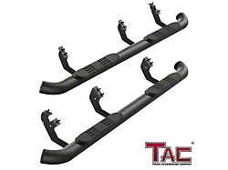 3-Inch Round Side Step Bars; Textured Black (24-26 Tacoma Double Cab)