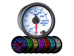 30 PSI Boost/Vacuum Gauge; White 7 Color (Universal; Some Adaptation May Be Required)