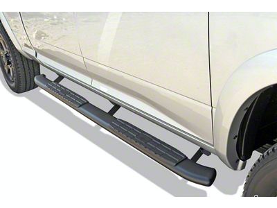 4-Inch Oval Blackout Series Side Step Bars; Rocker Mount; Black (05-23 Tacoma Access Cab)