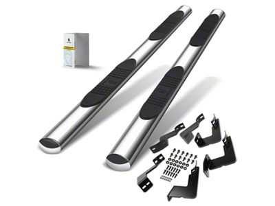 4-Inch Oval Straight Side Step Bars; Chrome (05-23 Tacoma Double Cab)